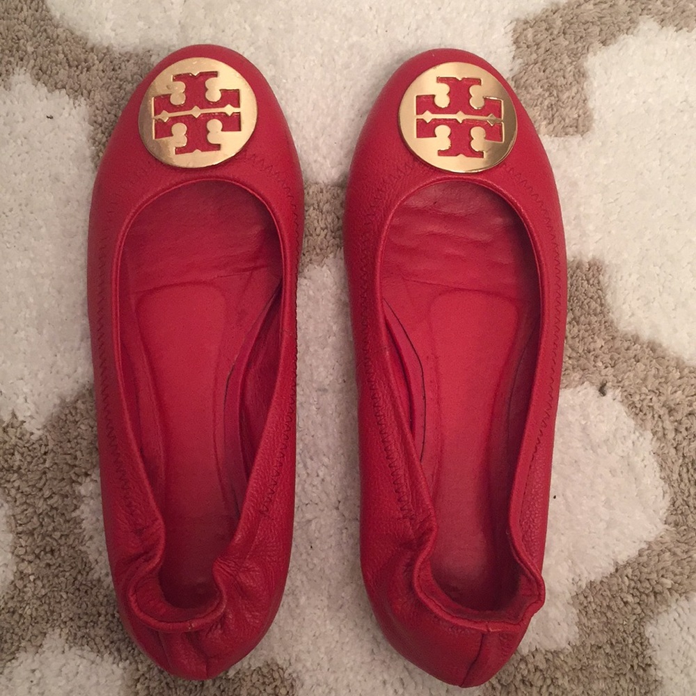 Red Tory Burch Flats Size 8